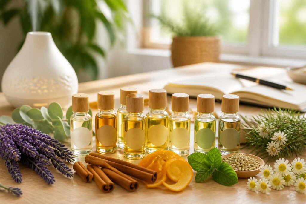 découvrez 8 huiles essentielles indispensables pour votre maison, leurs bienfaits en aromathérapie et les précautions à prendre pour une utilisation sécurisée.