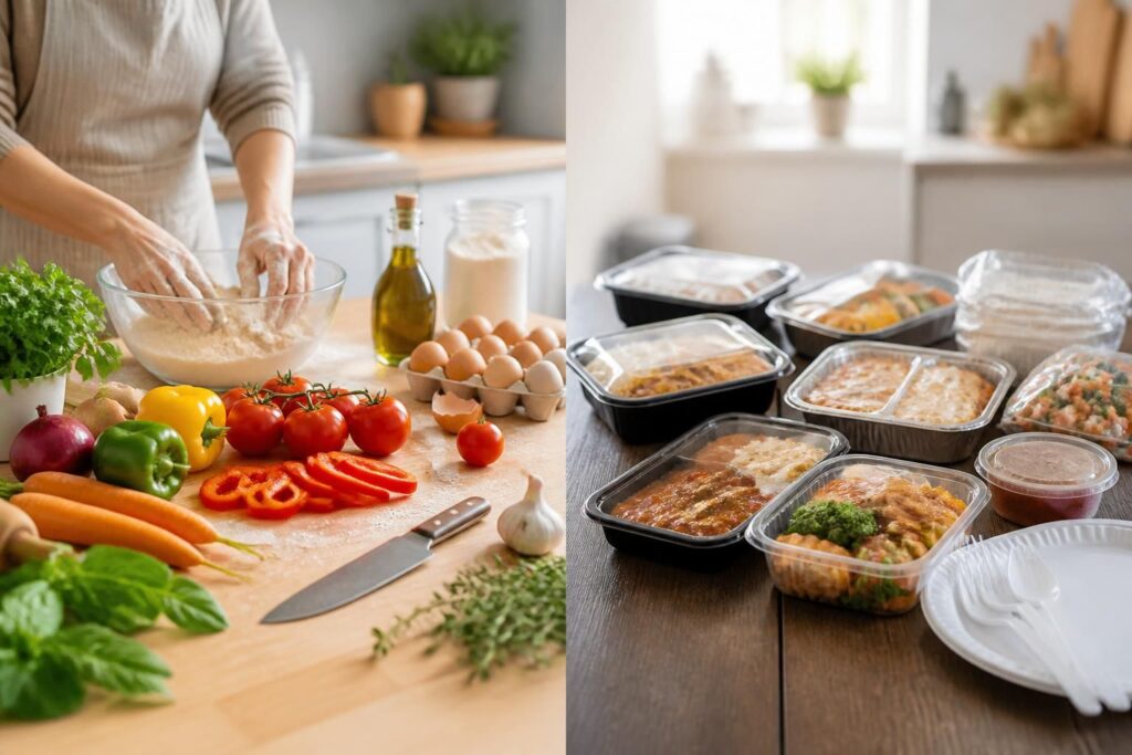 découvrez comment choisir entre le fait-maison et les plats tout prêts pour commencer à cuisiner plus facilement et adopter une alimentation saine au quotidien.
