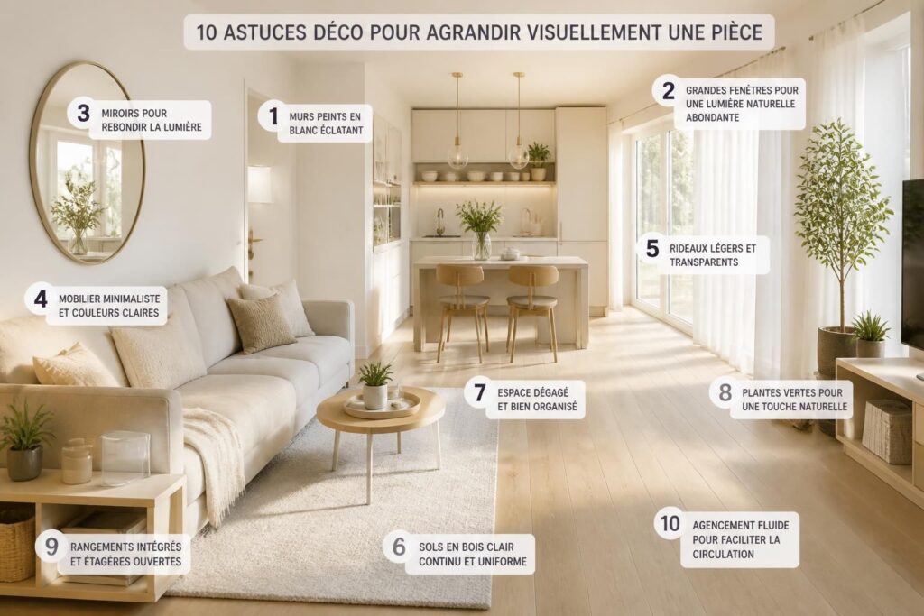 découvrez 10 astuces déco simples et efficaces pour agrandir visuellement vos petits espaces et maximiser le volume de chaque pièce.