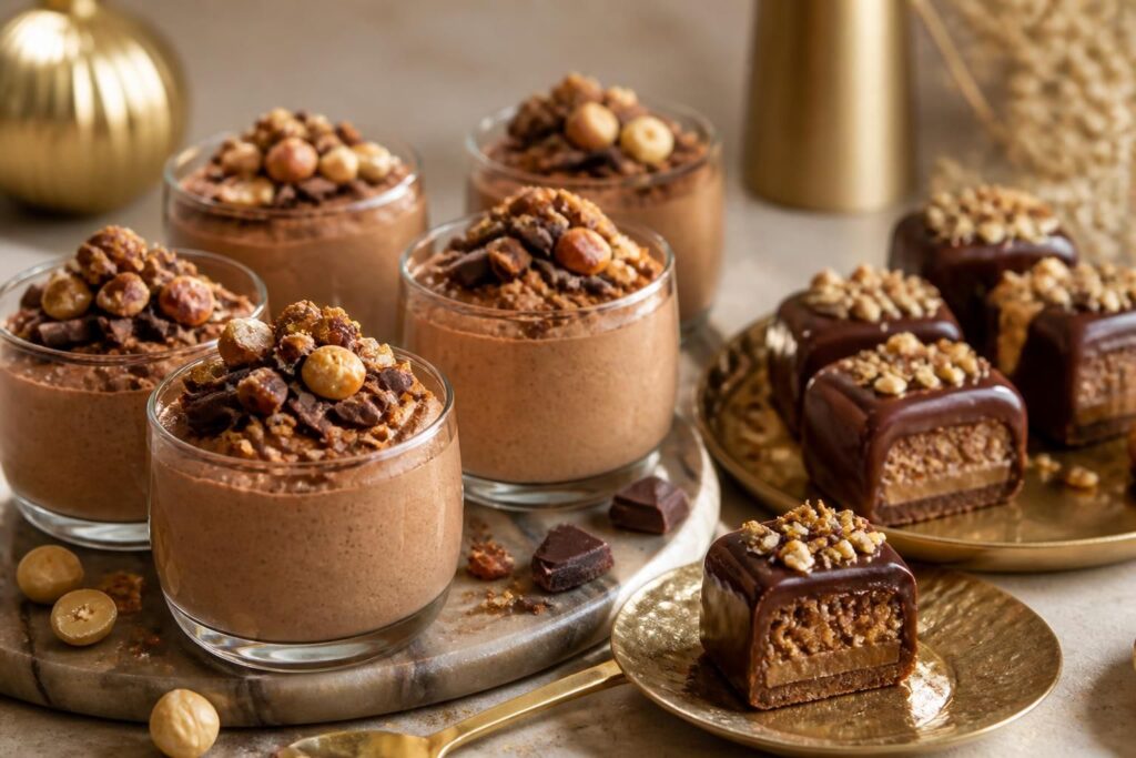 découvrez nos recettes gourmandes de mousses au chocolat et praliné, ainsi que des ganaches croustillantes pour des desserts irrésistibles et savoureux.