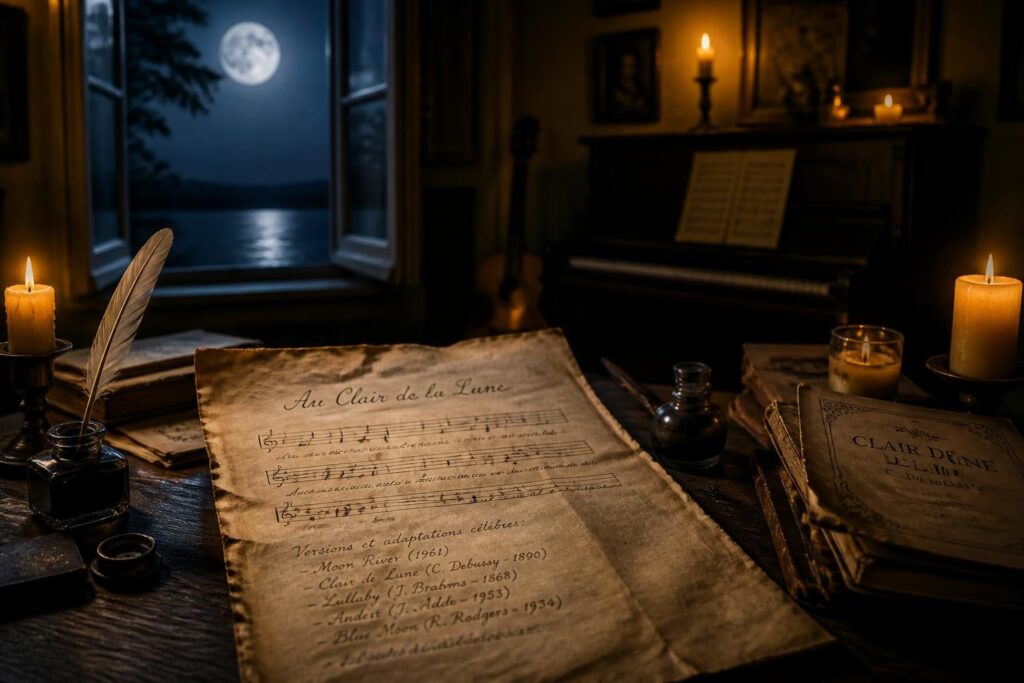 découvrez les paroles complètes d'au clair de la lune ainsi que ses adaptations célèbres, pour chanter et apprendre cette chanson traditionnelle intemporelle.