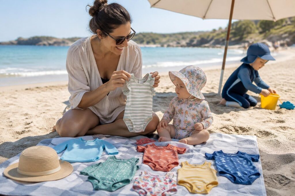 découvrez comment choisir un maillot de bain pour bébé adapté à son âge, à son sexe et à ses besoins de protection solaire et de confort.